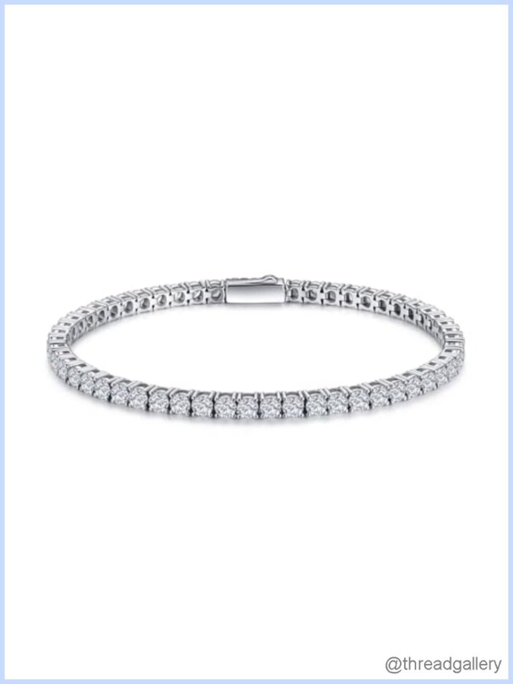 Moissanite Tennis Bracelet 18K White Gold Plated Sterling Silver 6.5 Inch
